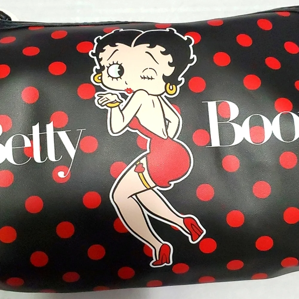 Sexy Betty Boop Black & Red Polka Dot Cosmetic Travel Bag